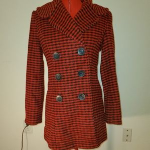 Red and Black Houndstooth Coat